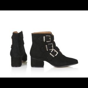 Topshop Black Ankle Boots with Buckles